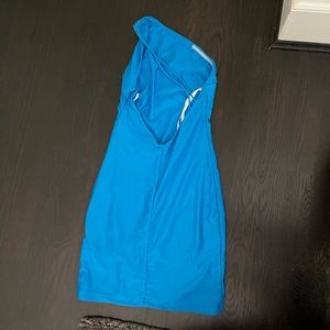 One shoulder turquoise mini dress from revolve.